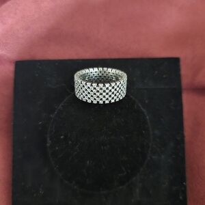 Pandora Silver Checkered Ring